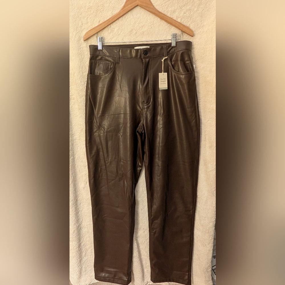Abercrombie & Fitch Vegan Leather Pants | ‘90s Straight Ultra High Rise | 32(14)